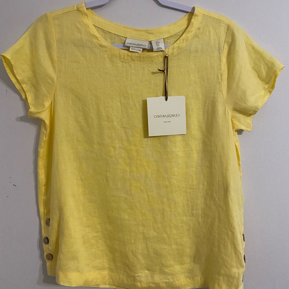 Cynthia Rowley linen top yellow Size Sm